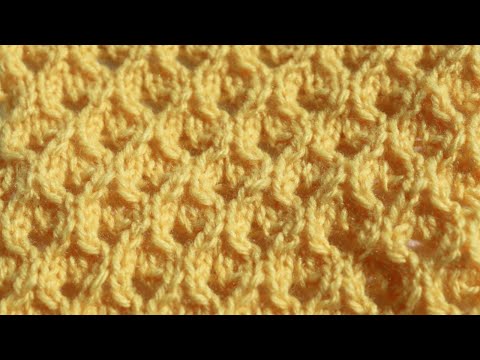 Видео: Ажурный узор спицами "Осиное гнездо"| Узор и схема