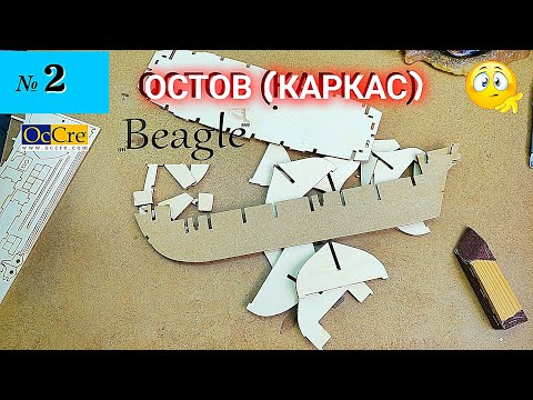 Видео: Сборная модель парусника "Beagle". ОСТОВ. (часть 2).