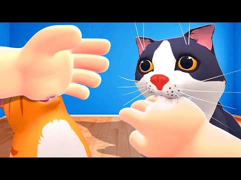 Видео: Малыш сражается с армией кошек — Cat Cafe VR