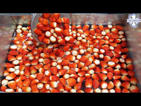 Видео: Свежий! Приготовление джема и мороженого с клубникой / Фабрика корейской клубники