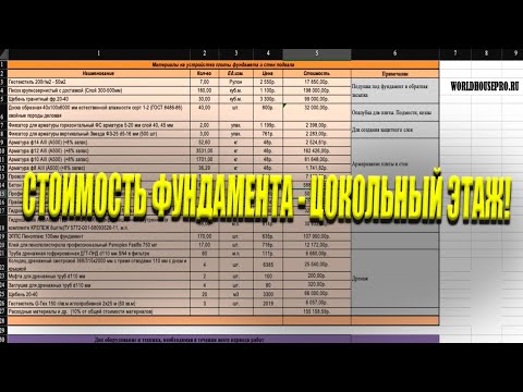 Видео: Сколько Стоит Фундамент - Цокольный этаж | Разбираем расходы по пунктам!