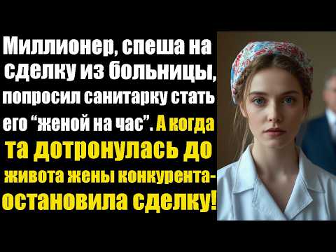 Видео: Миллионер, спеша на важную сделку из больницы, попросил санитарку стать его “женой на час”. А когда