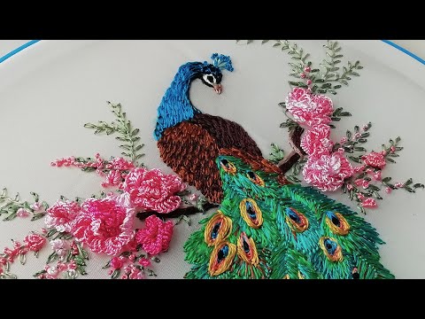 Видео: Голубой Павлин: Вышивка | Лёгкие стежки