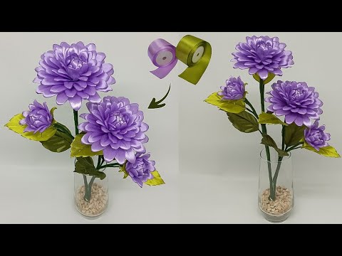 Видео: Сделай сам | Как сделать цветы георгины из атласной ленты | Атласная Лента Цветок Легко