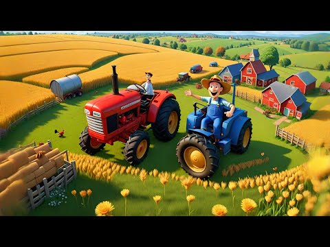 Видео: Трактор в поле, чух-чух! | Веселая фермерская песенка для детей | Игривая песенка про машинки
