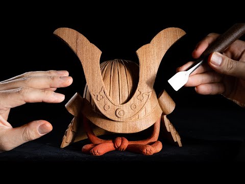 Видео: Резьба по дереву| Шлем SAMURAI Японская деревообработка| Woodart