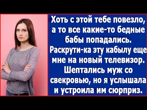 Видео: Раскрути-ка эту кобылу еще мне на новый телевизор. Шептались муж со свекровью, но я все слышала.