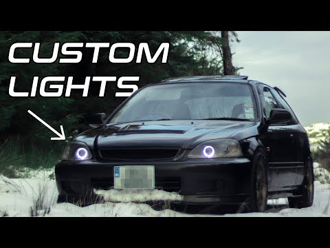 Видео: Модернизированные биксеноновые фары HID Projector | Honda Civic 99-01