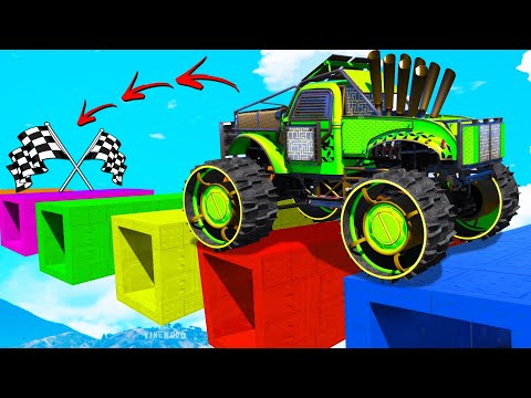 Видео: КАК ДАЛЕКО СМОЖЕТ МОНСТР ТРАК ПРОЕХАТЬ ПО ДЫРЯВЫМ БЛОКАМ? ЭКСПЕРИМЕНТЫ В ГТА 5 ОНЛАЙН.