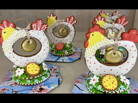 Видео: Пряничные топперы на пасхальные куличи#Gingerbread toppers for Easter cakes#3D курочки