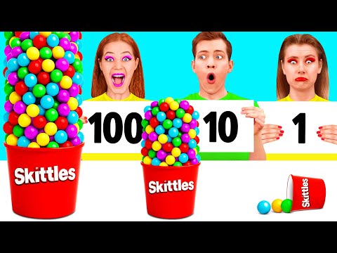 Видео: 100 Слоя Хранително Предизвикателство | Забавни Предизвикателства