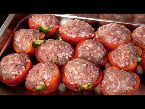 Видео: Фаршированные перцы с фаршем и рисом. Запекаю в духовке Гогошары