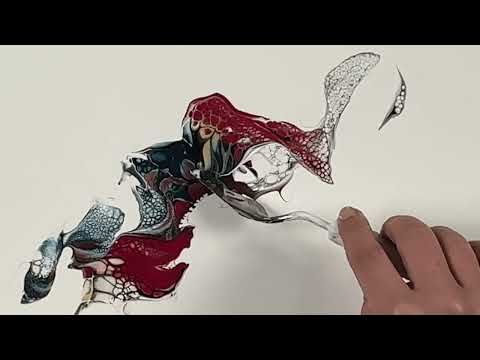 Видео: Два цвета, два движения 🌀 абстрактная флюидная живопись в негативном пространстве #fluidart #acry...