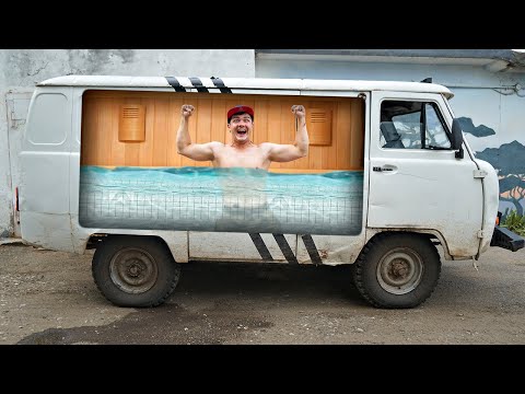Видео: Сделали бассейн на колесах внутри Буханки!