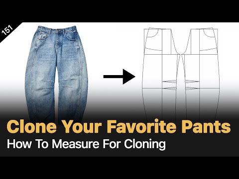 Видео: Как клонировать выкройки брюк из образца брюк [Урок по созданию выкроек]