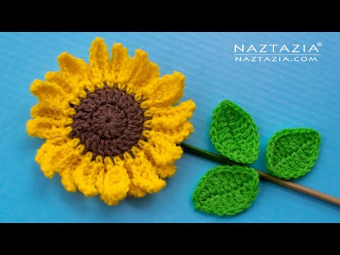 Видео: КАК Связать крючком подсолнух — простые подсолнухи для вазы с букетом и аппликации от Naztazia