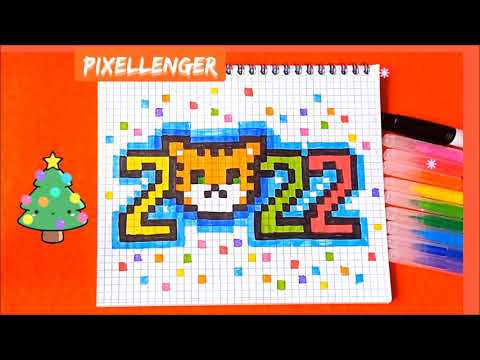 Видео: Как нарисовать по клеточкам Цифры 2022 с Тигром Простые рисунки Пиксель Арт How to Draw Pixel Art