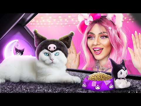 Видео: Розовый vs черный челлендж! Хорошая собака vs плохая кошка