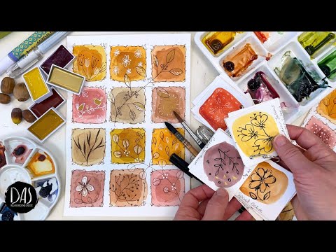 Видео: 3 простых акварельных лайфхака для создания квадратов-каракулей: простая осенняя абстракция (подх...