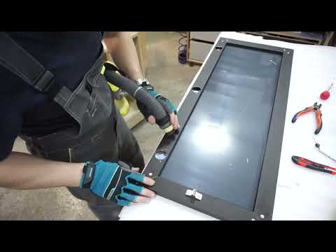 Видео: Установка петель на фасады из алюминиевой рамки на заклепки