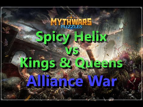 Видео: Битва альянсов Spicy Helix vs Kings & Queens в Mythwars & Puzzles