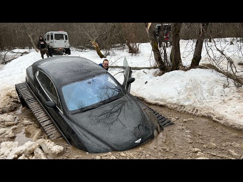 Видео: Bentley Академика на гусеницах против Defender на 38) «по лайту»