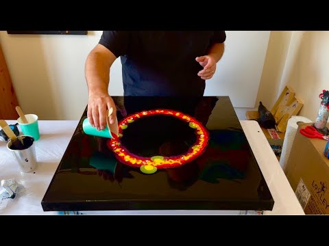Видео: Круг огня 🔥 Это горячий вихрь / Абстрактная акриловая живопись / Флюид-арт