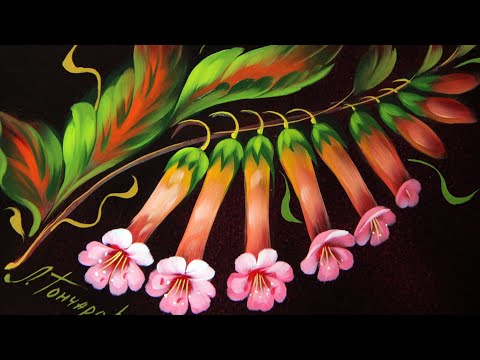 Видео: Декоративная орхидея. Жостовская роспись. Лариса Гончарова из Жостово Арт Студия