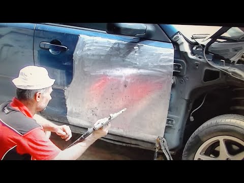 Видео: Как отрихтовать двери с большими повреждениями , сильными хлопунами .