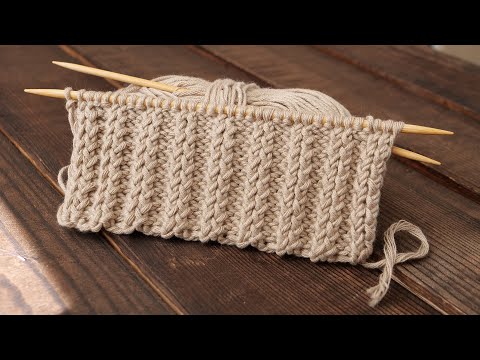 Видео: Резинка «Хлебный колос» 2/2 спицами 🌾 «Bread ear» Knitting pattern