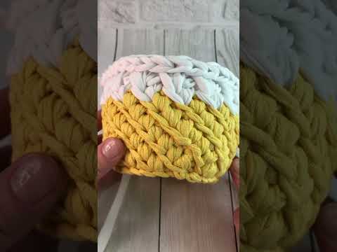 Видео: узор «диагональ» для корзинки из ленточной пряжи
