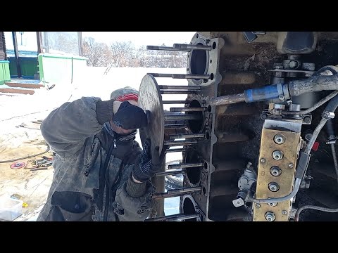 Видео: Внеплановый ремонт ЯМЗ 7511.Вытаскиваем гильзы,меняяем уплотнительные кольца. Часть 3