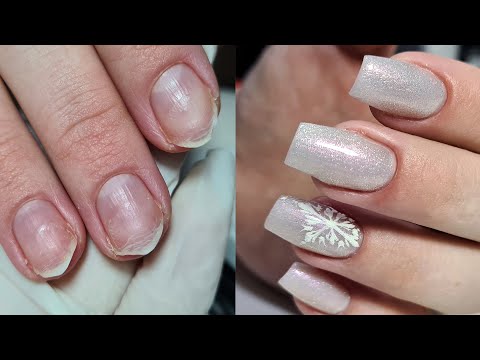 Видео: ❤ СОРВАЛА НОГТИ ❤ СЕРЕБРИСТАЯ кошка и БАРХАТНАЯ снежинка ❤НАРАЩИВАНИЕ полигелем ❤