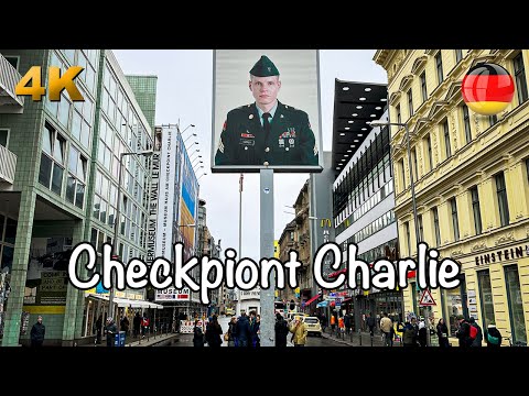 Видео: Контрольно-пропускной пункт Чарли Берлин, пешеходная экскурсия по Германии 4K HDR