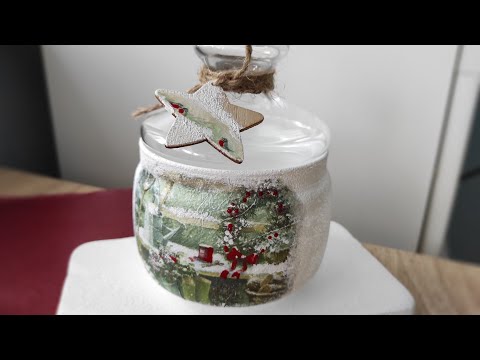 Видео: Декупаж/декор стеклянной банки