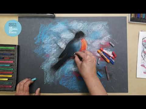 Видео: Рисуем снегиря на зимней ветке рябины// Мастер-класс по сухой пастели