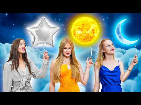 Видео: Девушка Луна, Девушка Солнце и Девушка Звезда! Кто Останется Навсегда в Реальной Жизни?