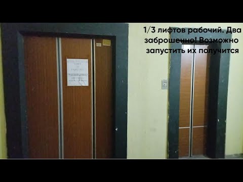 Видео: Три лифта в 16 этажке!!! Бывшая общага. Лифт КМЗ 1986 года. 1/3 лифтов(2  заброшены). Q=500-320-320