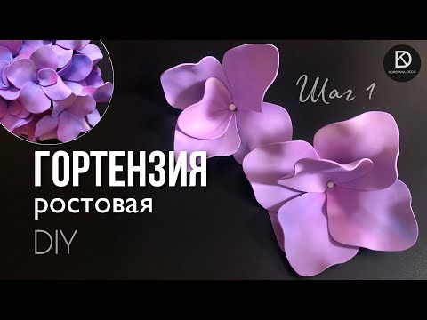 Видео: Как сделать гортензию из фоамирана без молда DIY. Ростовая гортензия шаг 1. Giant Hydrangea handmade