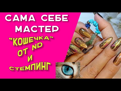 Видео: Сама себе мастер/  Маникюр с "кошечкой" от ND + стемпинг
