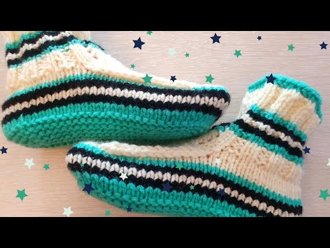 Видео: Красивые Следки на двух спицах - длина подошвы 20 см.