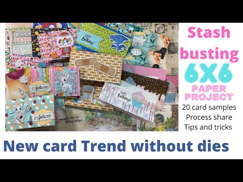 Видео: Проект из бумаги 6x6 / Мини-карточки Slimline / Не требует специальных материалов, 20 карточек