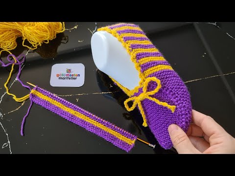 Видео: Новая модель вязания тапочек на 2 спицы