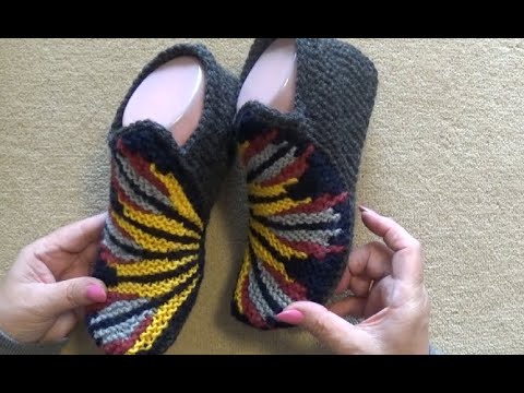 Видео: Тапочки связаны  укорочеными рядами. Ссылка на узор под видео