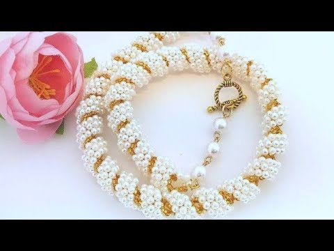 Видео: Pearl necklace/Pearl Harness/Beaded HARNESS/Spiral Harness/Жемчужный жгут/Жгут из бисера