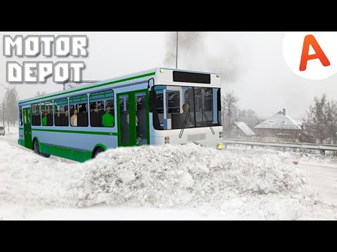 Видео: ПОЕХАЛ В СИЛЬНЫЙ СНЕГ НА НОВОМ АВТОБУСЕ В ДРУГОЙ ГОРОД - Motor Depot (мобильные игры)
