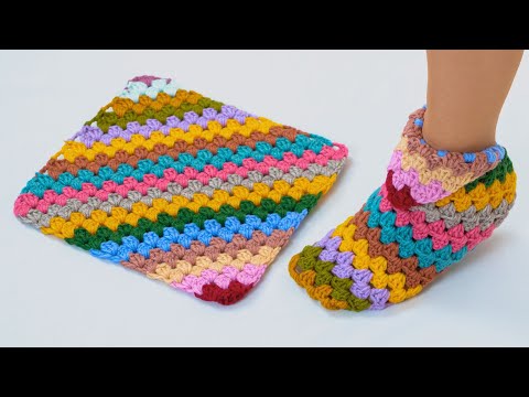 Видео: Тапочки крючком из бабушкиных квадратов Miarti🧶