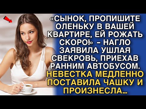 Видео: «СЫНОК, ПРОПИШИТЕ ОЛЕНЬКУ В ВАШЕЙ КВАРТИРЕ, ЕЙ РОЖАТЬ СКОРО!» - НАГЛО ЗАЯВИЛА УШЛАЯ СВЕКРОВЬ…