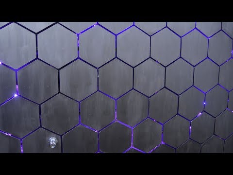 Видео: Стенка из самодельной шестиугольной плитки с подсветкой