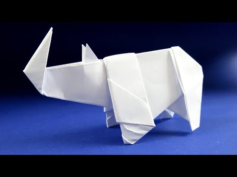 Видео: Как сделать носорога из бумаги - Оригами носорог
